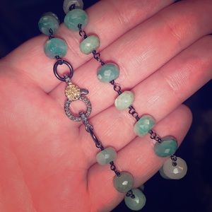 RLC sparkly green moonstone&black rhodium necklace